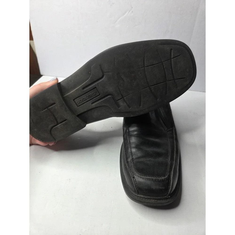 Dockers Mens Black Leather Slip On Square‎ Toe Dress Loafers 090-3184 Size 9M